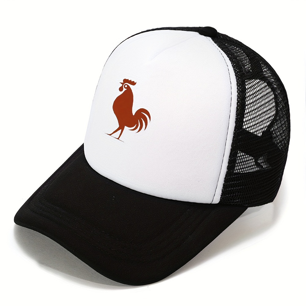 

Breathable Mesh Trucker Hat With Rooster Emblem - Uv Protection, For Outdoor Activities, Camping & Fishing - Stylish Sports Cap For Men