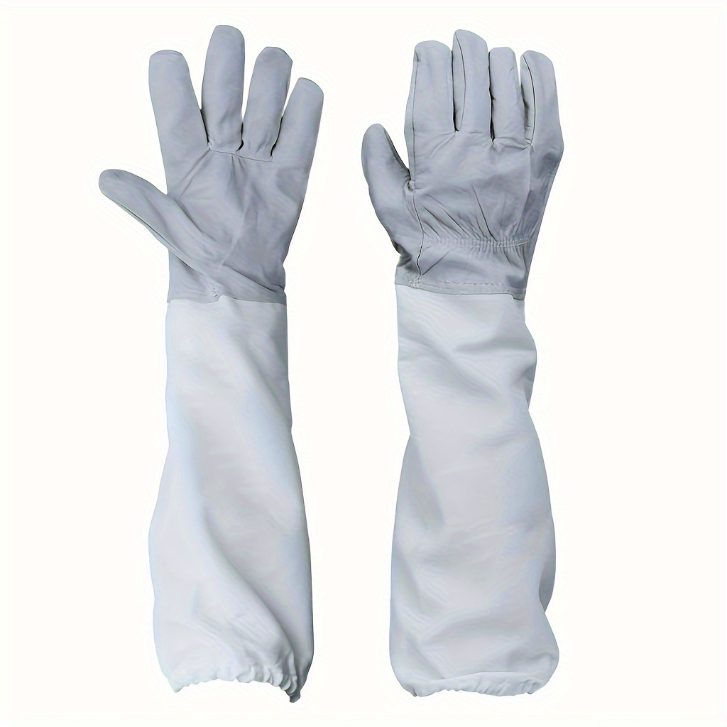 

1 Pair, Beekeeping Gloves, Premium Goatskin Leather Beekeeper's Glove With White Vented Space Between Long Canvas Sleeve And Elastic Cuff