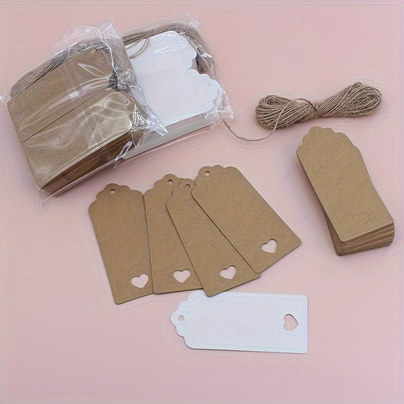 

durable" 100-pack Matte Finish Blank Kraft Paper Tags For Luggage & Wedding Crafts - Hanging Label Cards