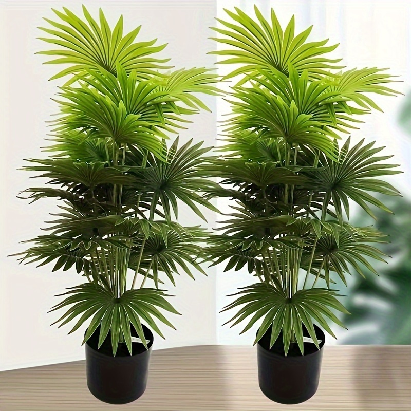 

1pc, Artificial Palm Tree, With 18 Leaves, Fan-shaped Palm Shape, Artificial Green Plant, Suitable For Home, Living Room, Study, Table Decoration
