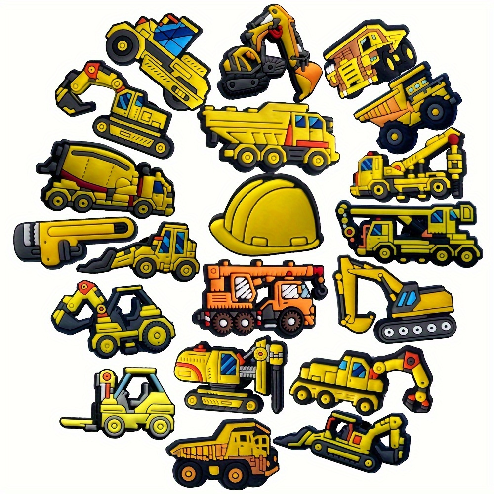 

Construction Vehicle Shoe Charms Set For Crocs & Sandals - 20pcs Durable Pvc, Perfect Party Accessories For Shoes, Boots, Jewelry, Watches