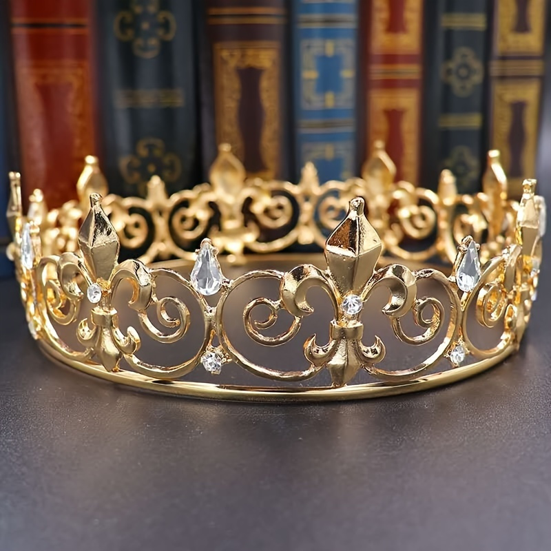 

Luxury Unisex Baroque Style Crown, Royal King Queen Hair Accessory, Performance Headgear, Decorative Crown For Men And Women