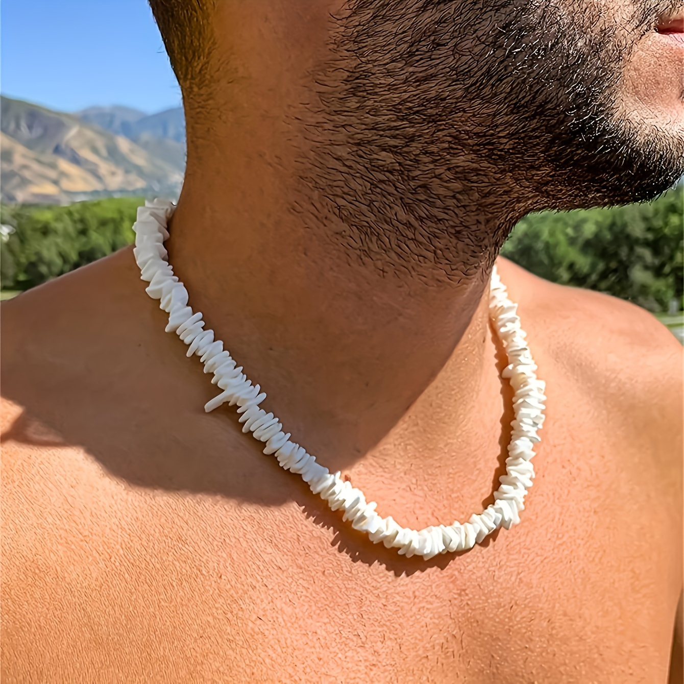 

1pc Summer Beach Shell Beaded Men's Necklace, Ideal Choice For Gifts