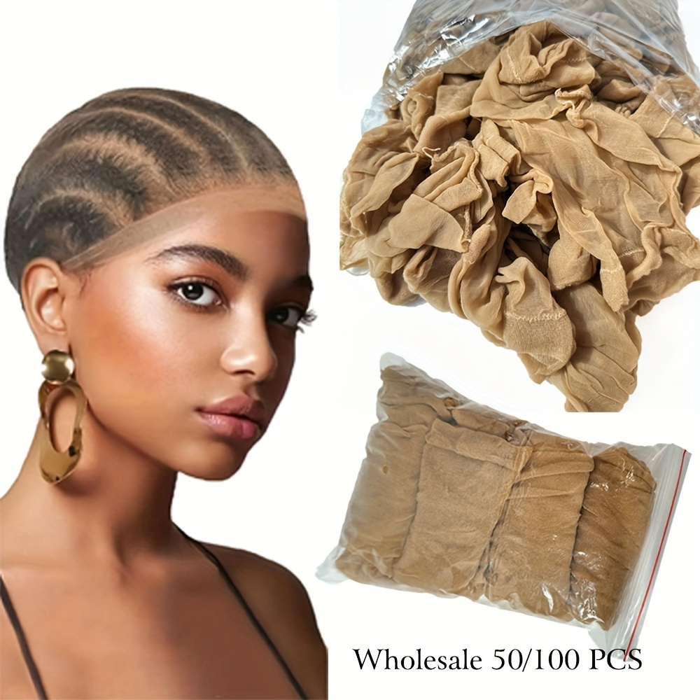 

50-100pcs Hd Wig Caps Ultra Thin Stocking Cap Sheer Wig Cap Hair Net For Weave Nylon Stretch Mesh Wig Cap Hd Wig Caps