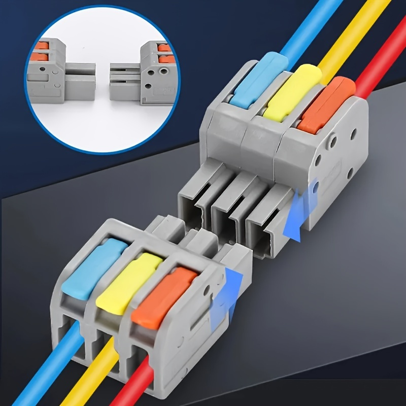 Conectores Eléctricos Cables, Conductores Compactos Universales  Minirápidos, Bloques Terminales Presión Cableado, Conectores 2/3/4/5  Puertos - Industrial Comercial - Temu Chile