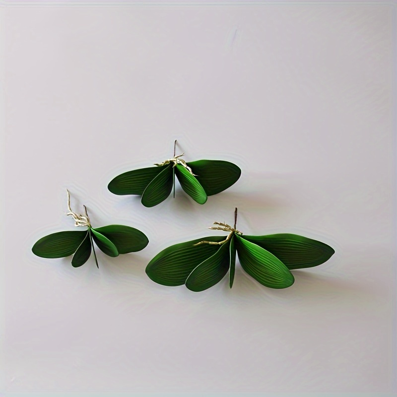 

3pcs Real Touch Artificial Plants, Phalaenopsis Orchid Leaves Fake Leaf Faux Flowers For Home Decor Indoor Office Table Vase Decoration, Room Decor