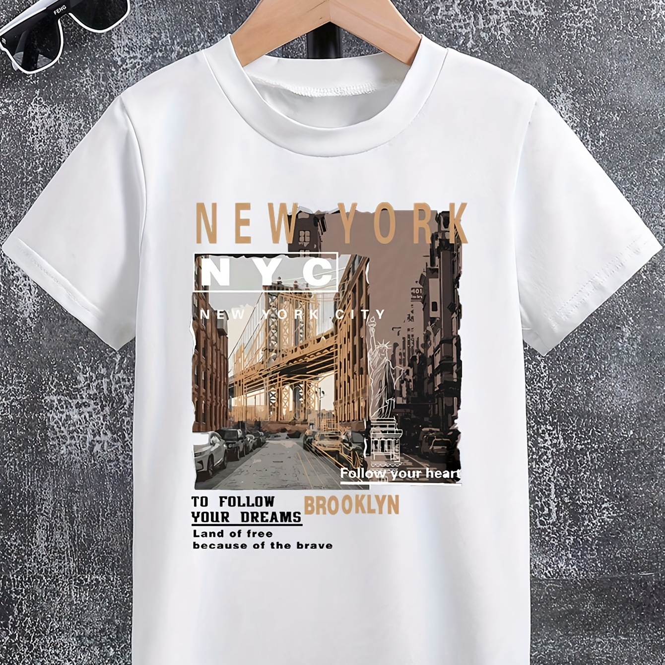 

New York City Print Boy's Leisure Sports T-shirt - Comfortable Summer Outdoor Clothing