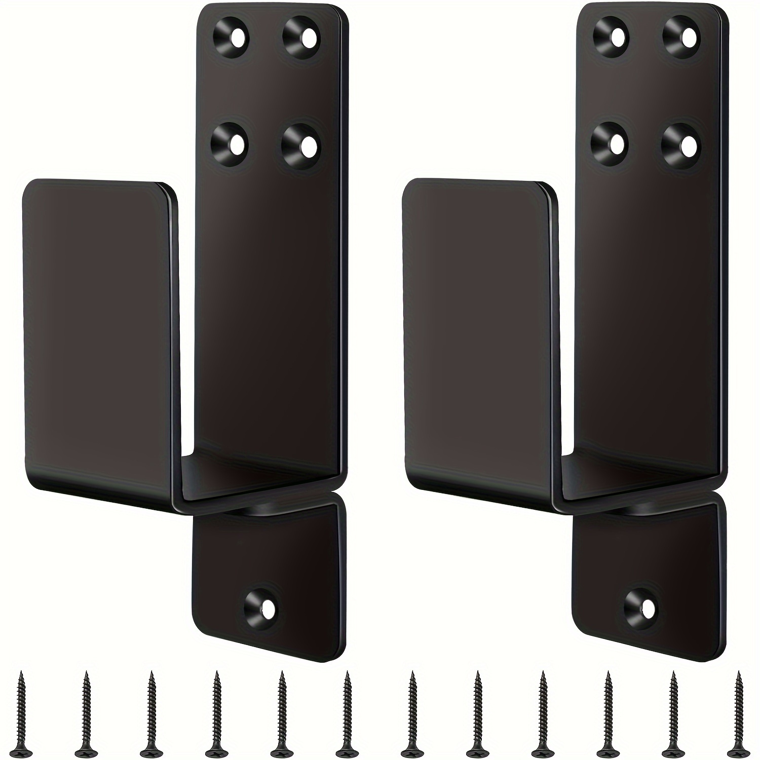 

2pcs Heavy-duty Carbon Steel Door Brackets, 3mm - Black, With Mounting Screws Included For Home Security, Home Security Enhancement|sleek Black | Metal Brackets