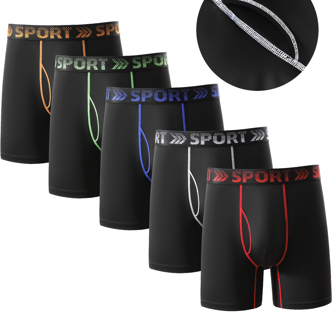 

5pcs Men's Breathable Boxer Briefs - Ultra , Design, Knit Polyester For Casual Attire