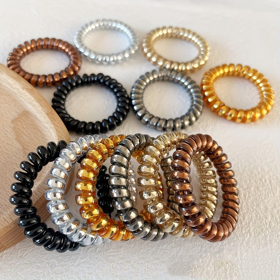 

6pcs Elegant Spiral Hair Ties For Women - , No-damage Bands In Assorted Colors - Beach Vacations, & Parties