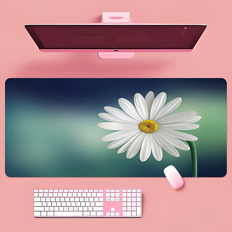 

Flower Pattern Rubber Gaming Mouse Pad Lock Edge Computer Keyboard Desk Pad Oversized Office Computer Mouse Non-slip Desktop Pad