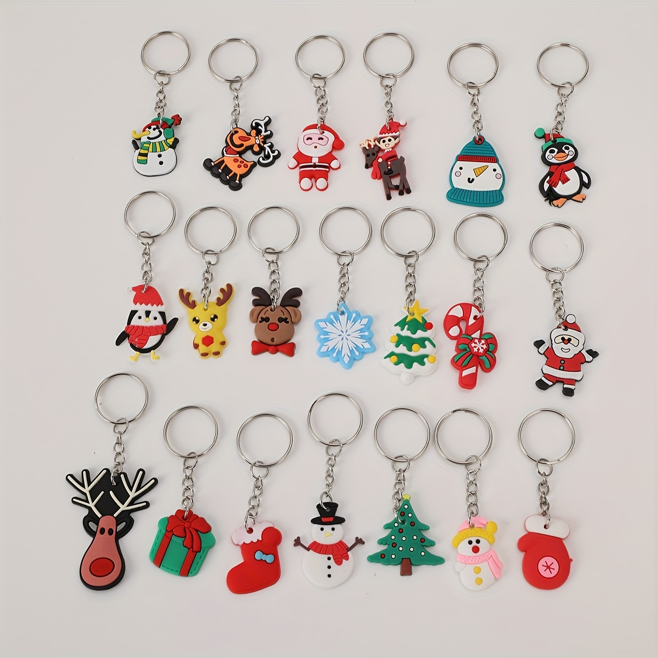 

20pcs Adorable Christmas Keychain Set - Pvc/ For , Backpacks & Car - For