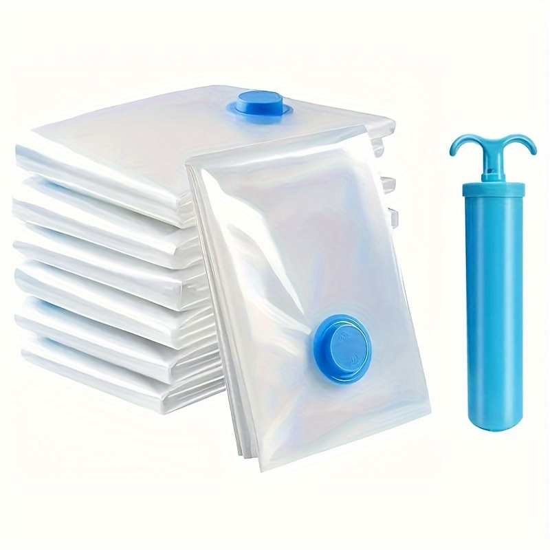 

5pcs Transparent Home Clothing Travel Luggage Space Saver Storage Bags, Vacuum Compressed Bags For Clothes With Hand Pump Space Saver Bags