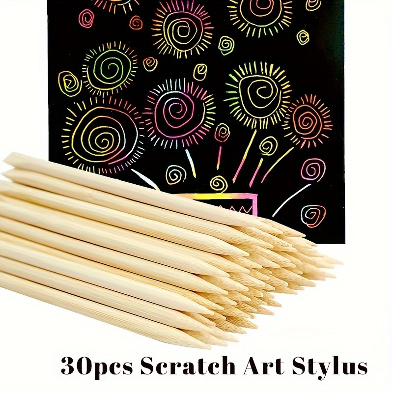 

30pcs Scratch-off Art Stylus (5.51 Inches In Length), Drawing Tool Color Sketch Stick, Scratch-off Art Pen, Bamboo Stylus, Diy Drawing Stick