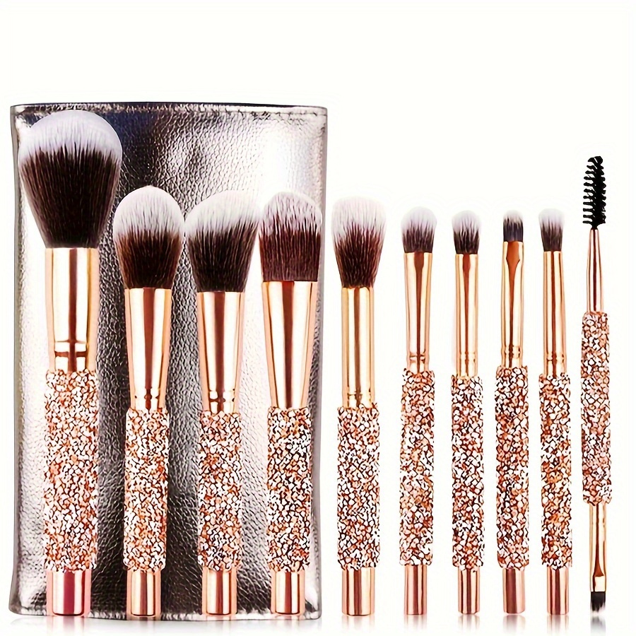 

Makeup Brushes Set 10pcs Glitter Handle Makeup Brush With Bag For Face And Eyes Professional Foundation Eyeshadow Cosmetic Tools (color : Golden, Size : 10pcs) - Gift Set Mother's Day Gift