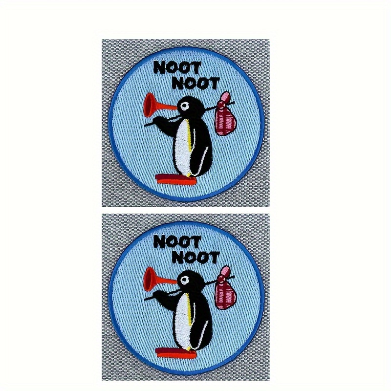 

2-pack Cute Penguin "noot Noot" Embroidered Iron-on Patches Cartoon Appliqué For Clothing And Accessories