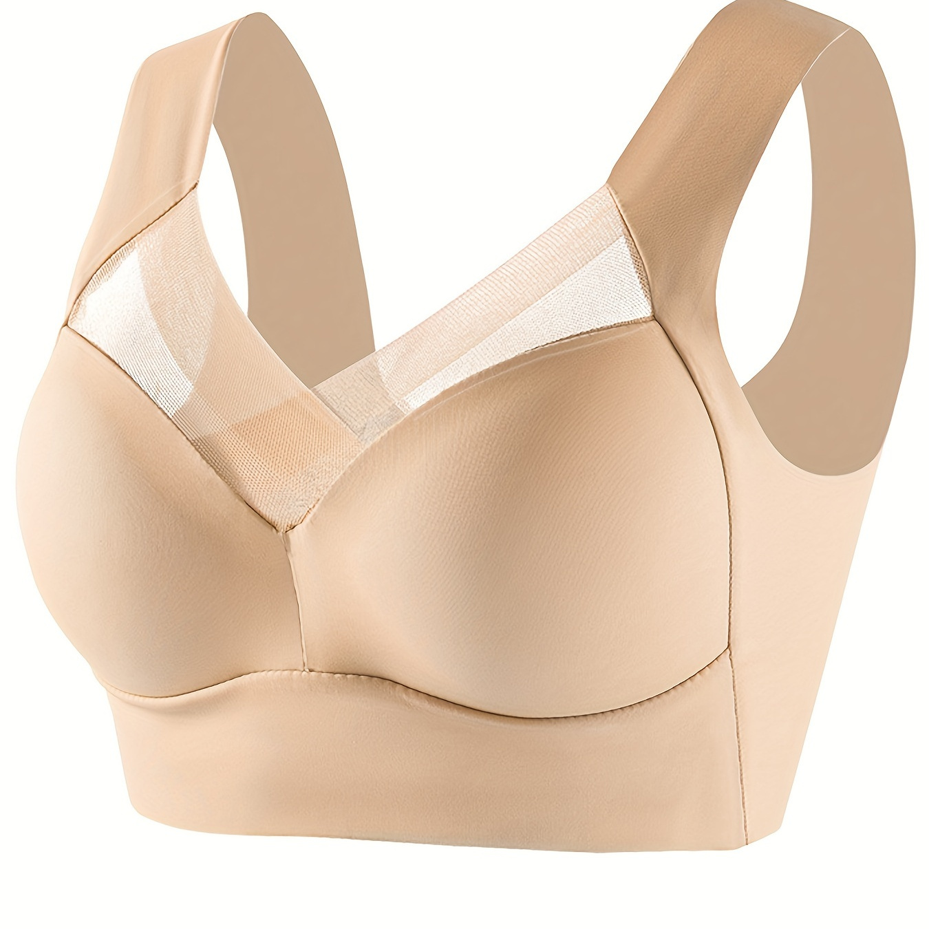 Contrast Mesh Push Bra Comfy Breathable Unlined Bra Women's - Temu Canada