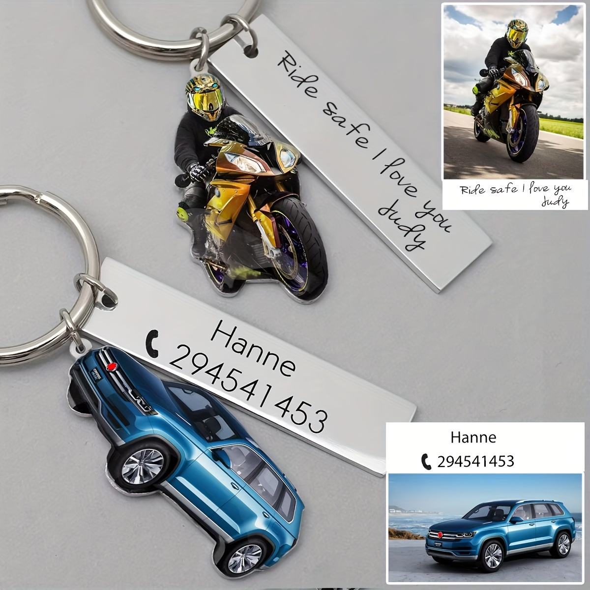 

Personalized & Car Keychain & Engraved Tag – Steel, Keyring – New For Car Enthusiasts – & Non-tarnishing Metal