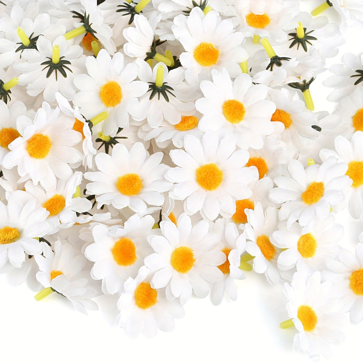 

50pcs Artificial Daisy Flower Heads, White Small Artificial Chrysanthemum Heads, Holiday Wedding Yard Decor Fake Flower, Diy Background Window Decor Simulation Flower