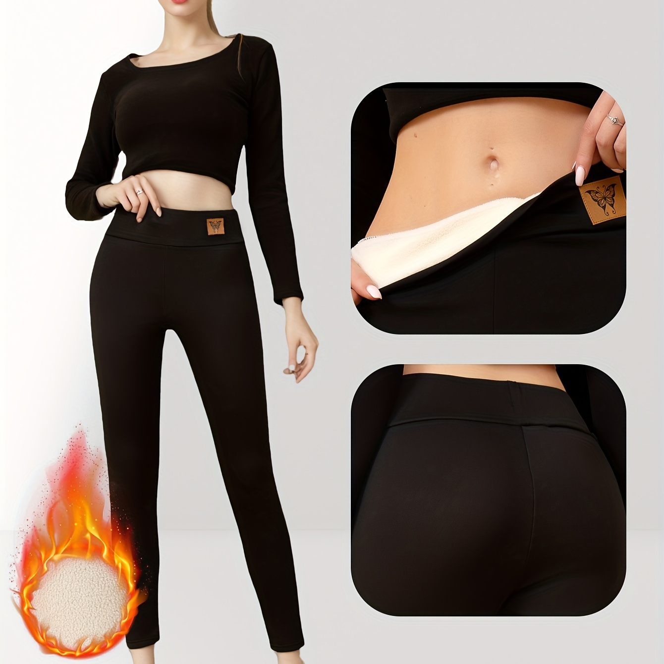 

-waist Fleece-lined Leggings For - & , For Fall/, Washable