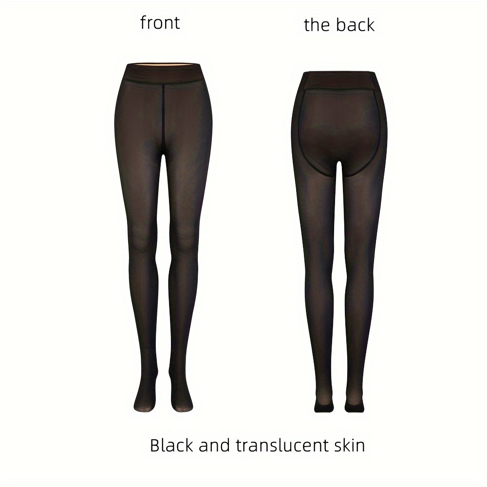 Plus Size Fashionable Tights, Women's Plus Fake Translucent Warm Fleece Thermal Pantyhose