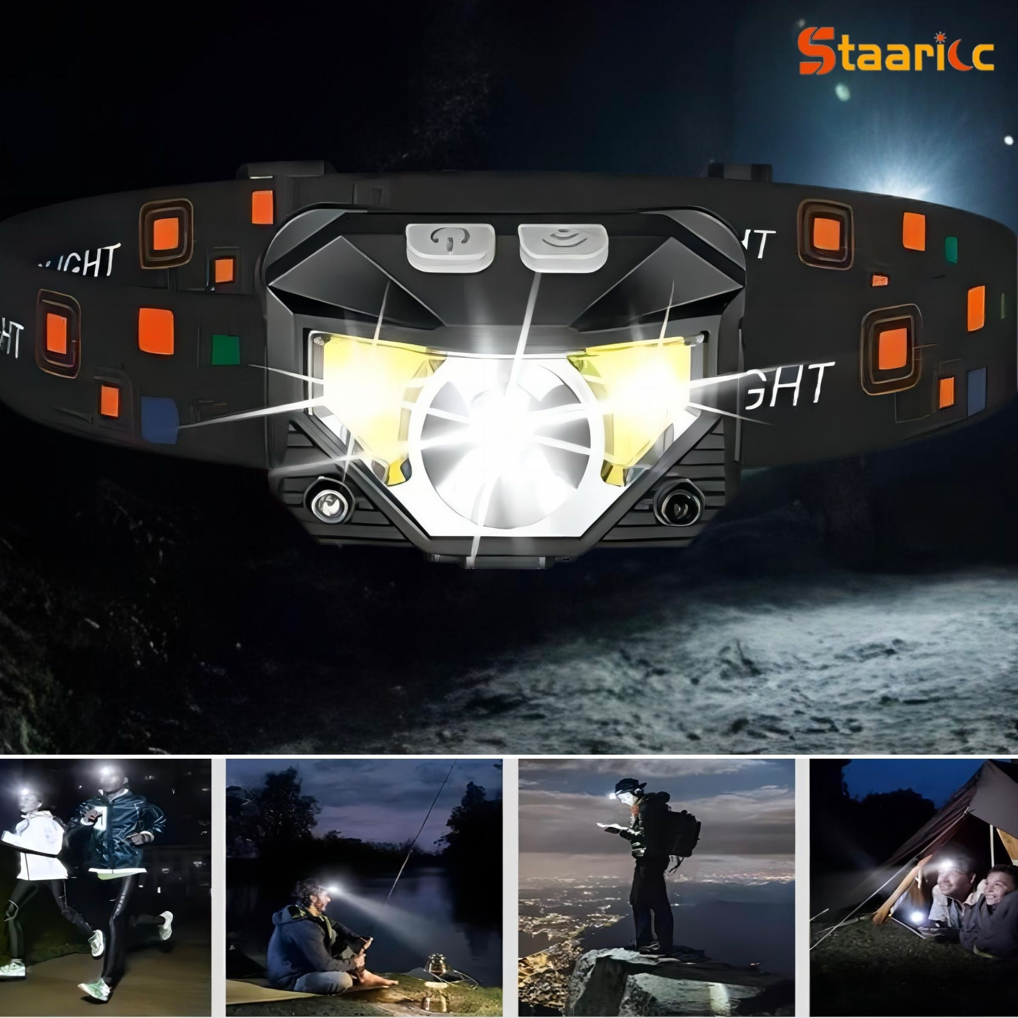 

Staaricc 1200 Lumens Ultra Bright Led Rechargeable Headlight With Motion Sensor, Headlight Flashlight, 8 Modes Suitable For Outdoor Camping, Running, Fishing, Emergency Response