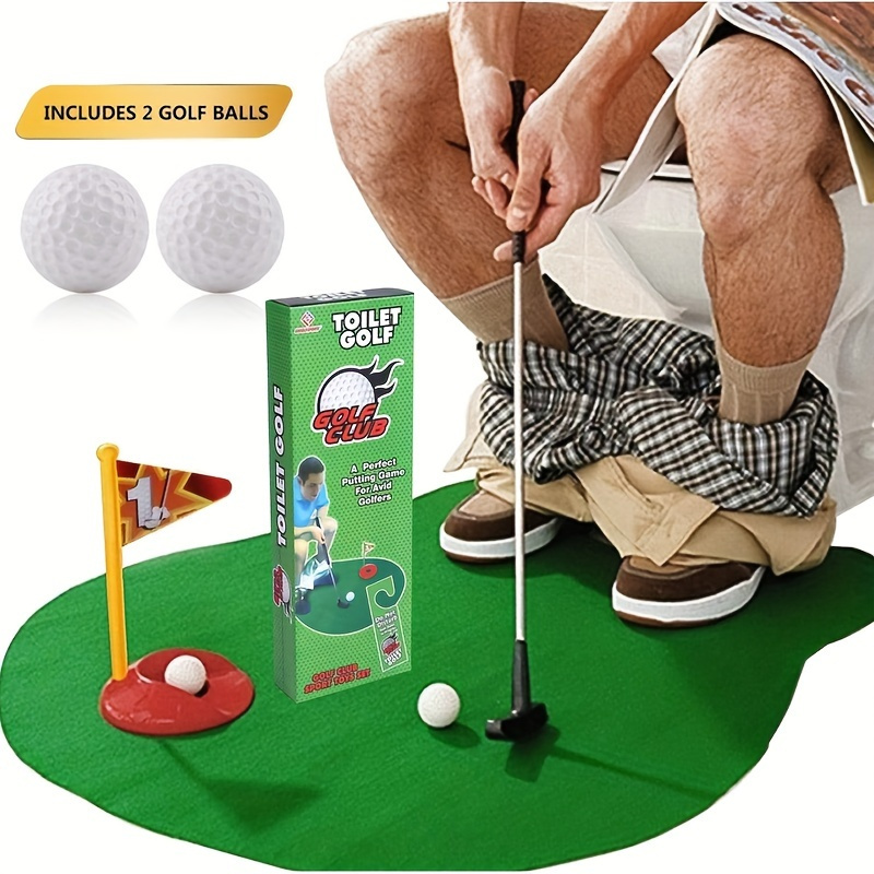 Toilet Bathroom Mini Golf Mat Potty Putter Kid Game Novelty Christmas Gift  Toy