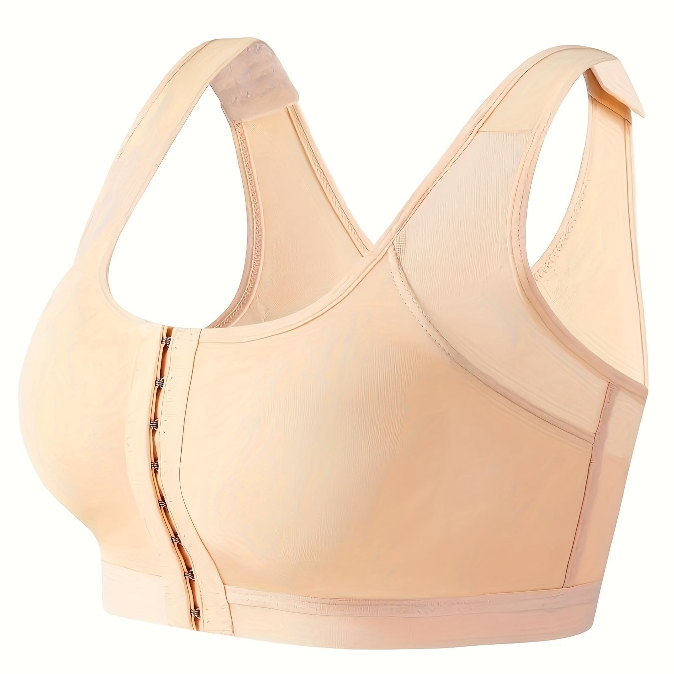 Sport Bra Front Closure Women Casual Multicolor Solid Color Triangle Cup No  Steel Ring Adjustable Shoulder (Beige, 32) at  Women's Clothing store