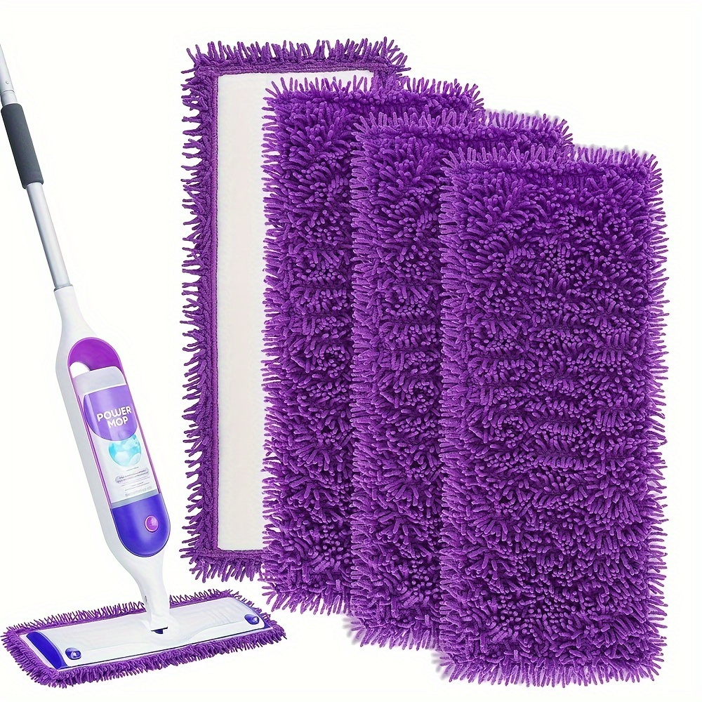 

4pcs Reusable Microfiber Power Mop Refills, Purple - Compatible With Powermop, Washable For Multi-surface & Wood Floor Cleaning - No Electricity Needed