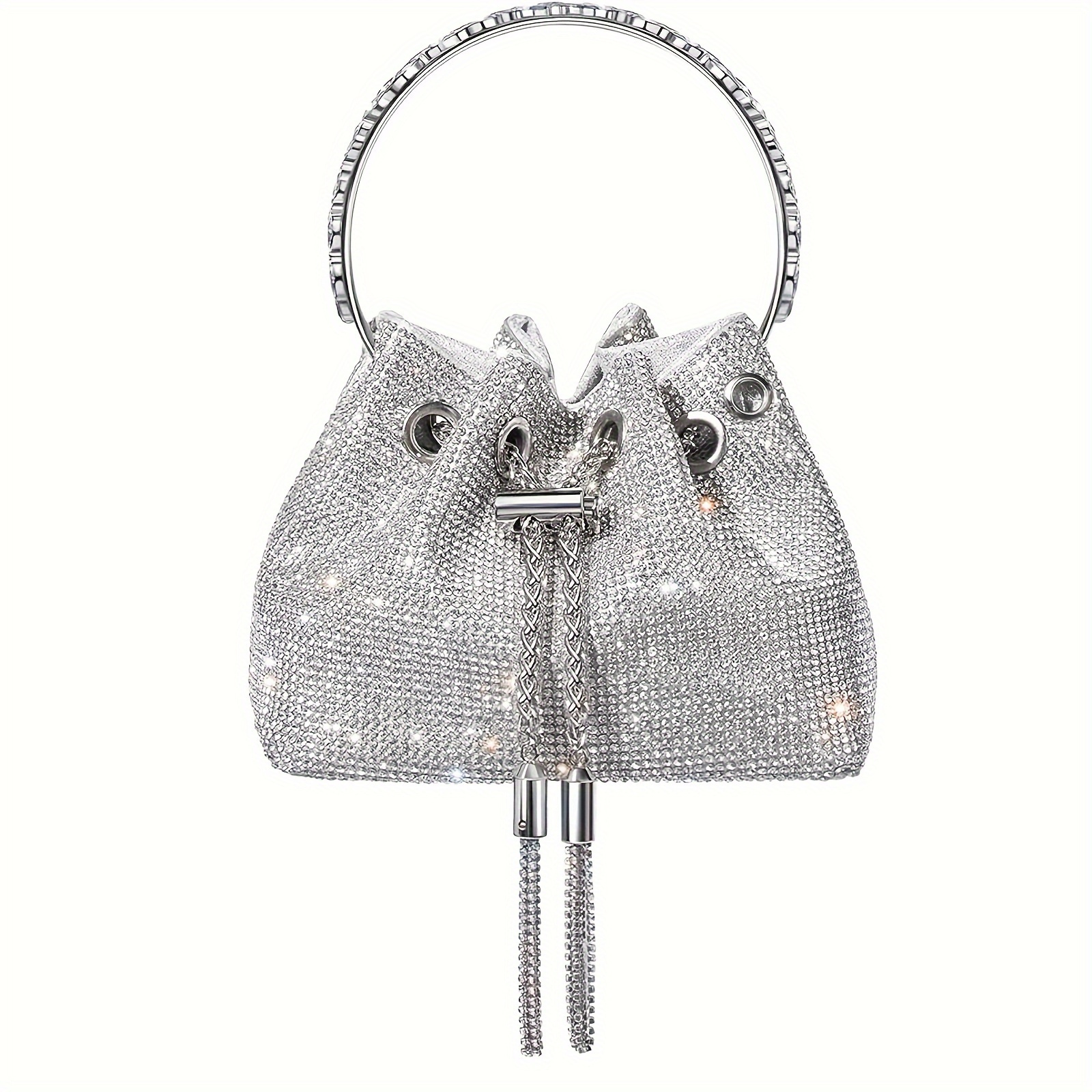 

Women's Rhinestone Bucket Dinner Bag. Sparkly Evening Handbag Purse For Formal/wedding/prom/party/club And For Music Festival