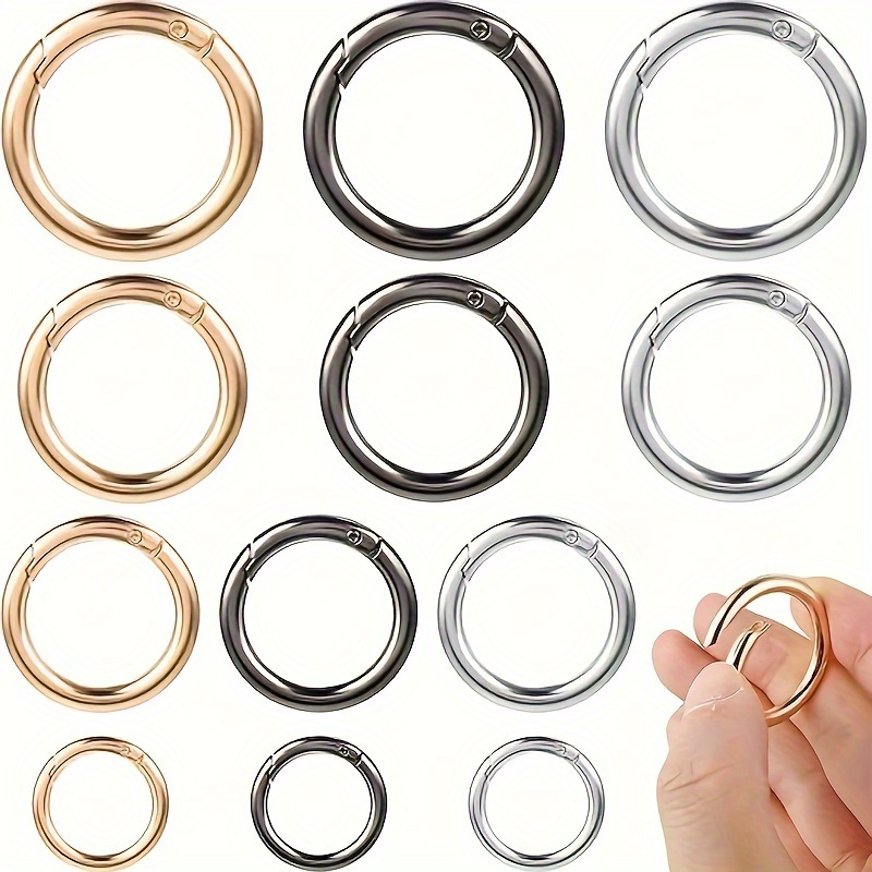 

10-pack Spring- O-ring Carabiner Clips - Multipurpose Metal Round Rings For Keychain, Handbags, Wallets, Diy Crafts - Zinc Alloy Trigger Snap Hooks In Golden