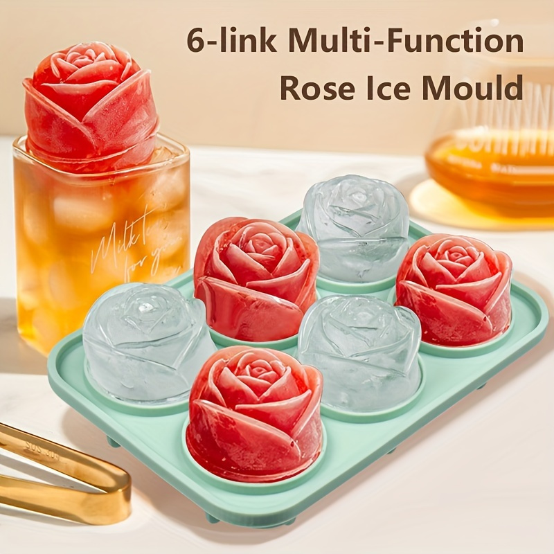 Tohuu Rose Flower Ice Cube Mold 6 Cavity Rose-Shaped Ice Cube