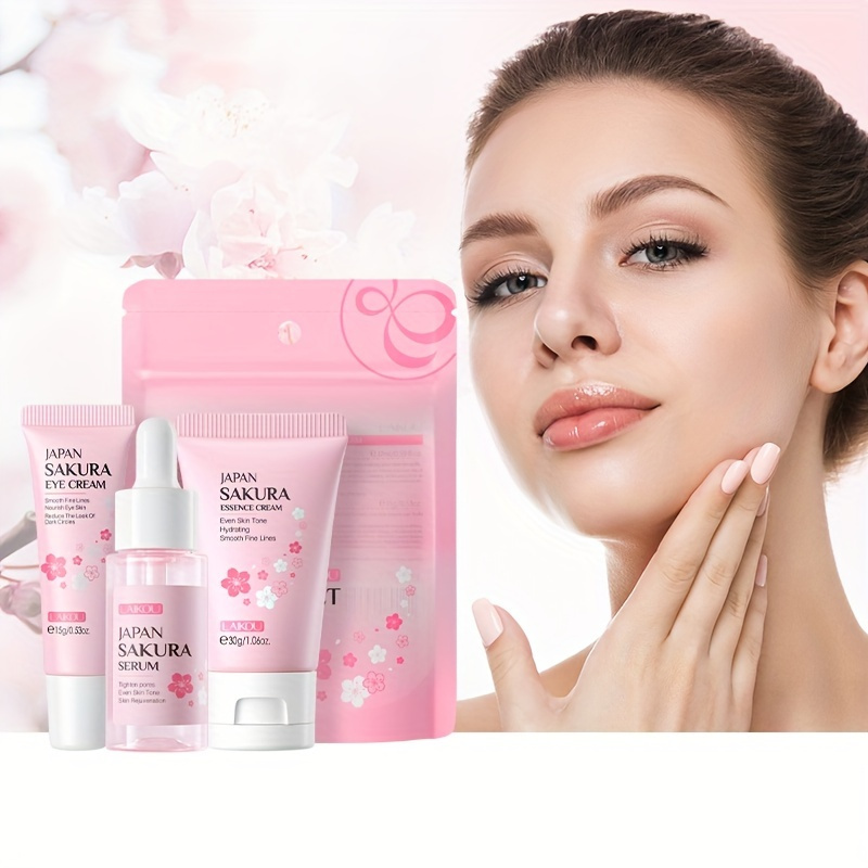 

Sakura 3pcs Skin Care Set, Rejuvenating Serum 17ml, Face Cream 30g, Moisturizing Firming Eye Cream 15g