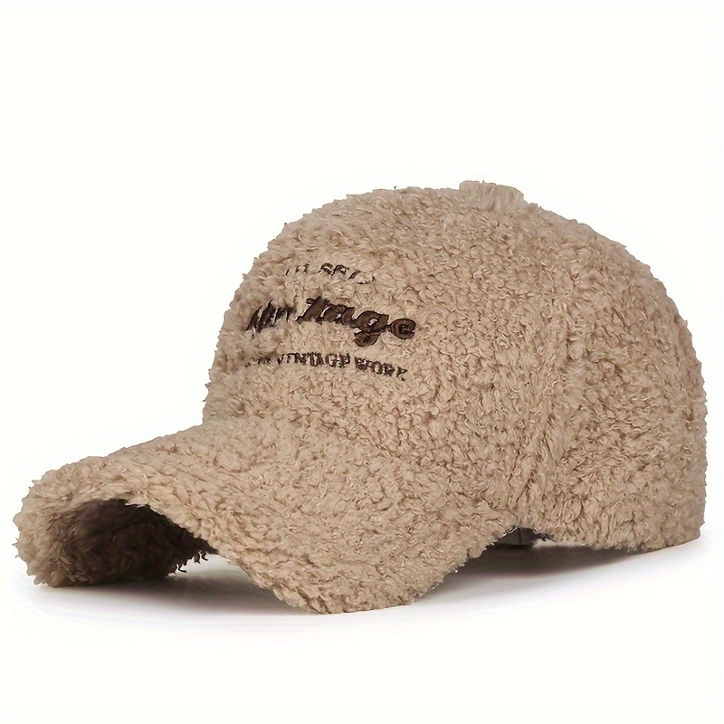 

1 Vintage-inspired "authentic Vintage" Baseball Cap - Cozy Beige Fleece, 100% Polyester, Hand-washable - Stylish Streetwear Accessory For Women, Ideal For Fall & Winter