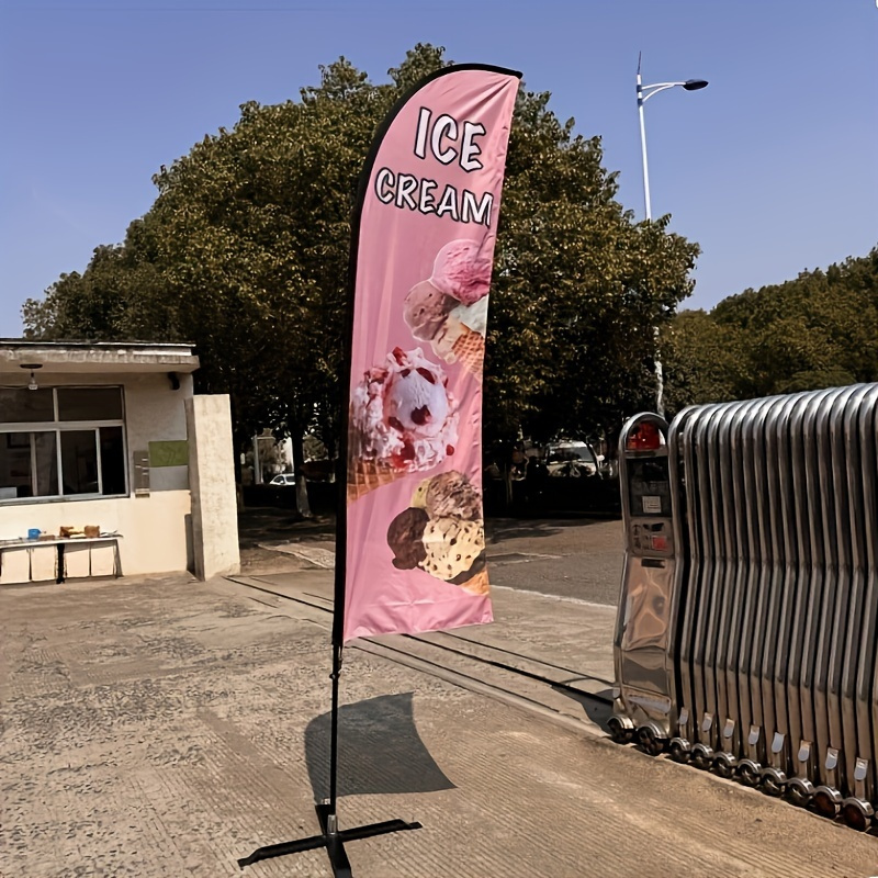 

1pc, Pink Ice Cream Premium Windless Feather Flag, 7.87ft X 2.1ft Outdoor Ice Cream Flag Feather Banners, Feather Flags, Outdoor Decor, Flag Only