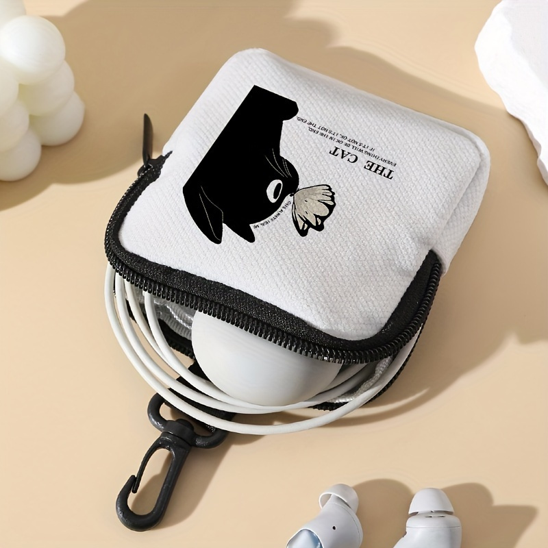 

1pc, Coin Purse With Black Cat And Butterfly Print, Durable Polyester, Digital Printed Multi-functional Key Card Holder, Ideal Gift, 10cm/3.93inch Size