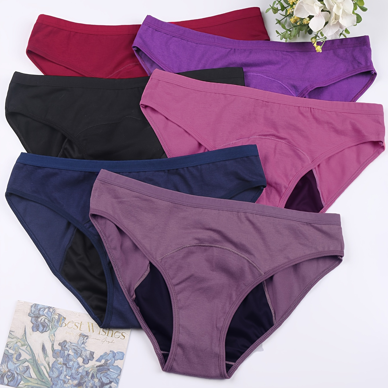 

6pcs Menstrual Period Briefs, Breathable & Comfortable Full-coverange Anti-leak Intimates Panties, Women's Lingerie & Underwear