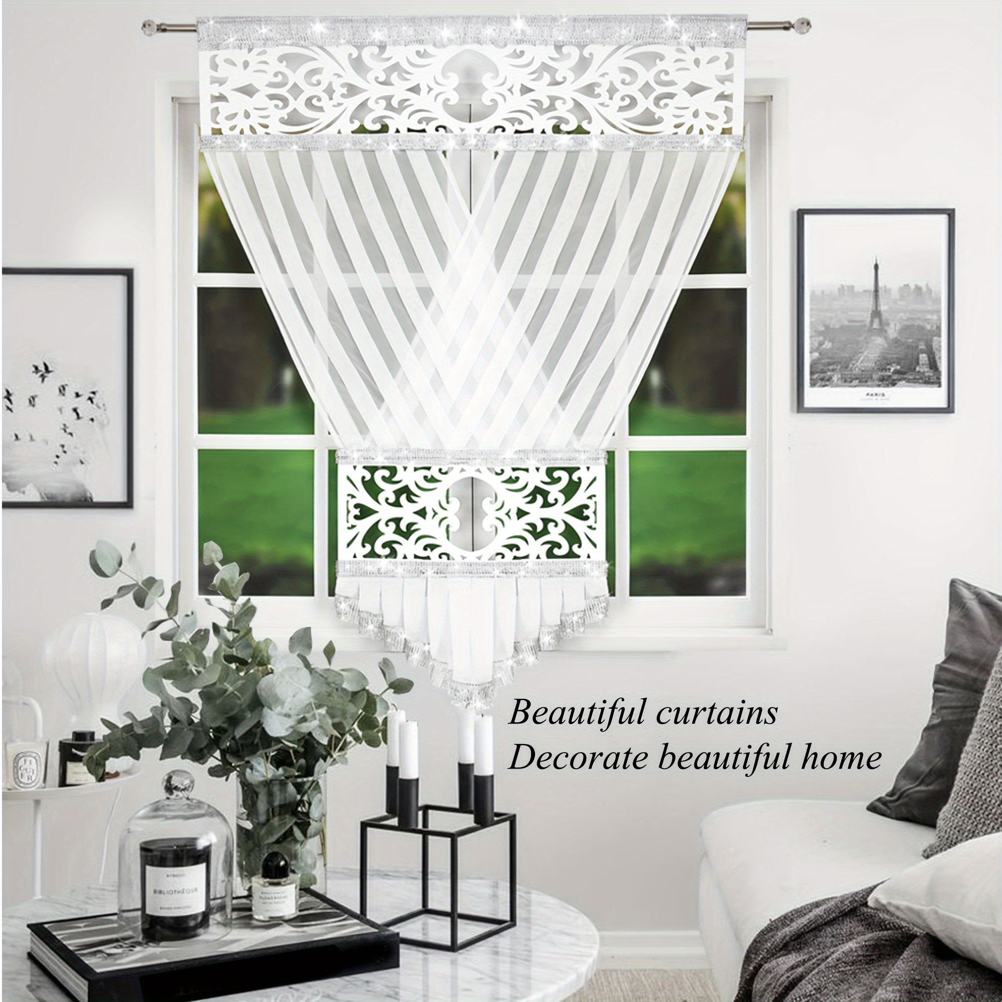 

1pc Boho Design Curtain, Decorative Curtain Panel, Rod Pocket Curtain, For Living Room Bedroom Home Decoration