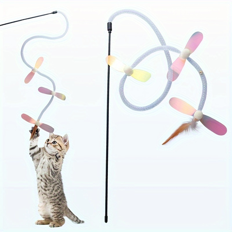 

1pc/2pcs Long Rod Cat Teaser Toys, Plush Hose Cat Teasing Stick With Simulation Flying Insect Toy For Fun And Exercise