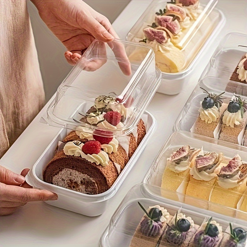 Bandejas de plástico para tartas de piña, bandeja para pasteles, contenedor  rectangular transparente individual de plástico para tartas, galletas