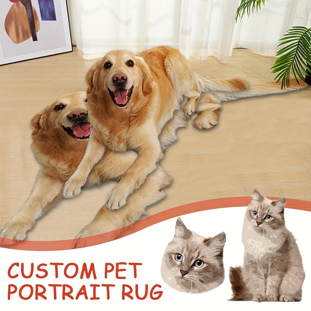 

1pc Personalized Dog Blanket, Custom Pet Photo Pet Portrait Rug Dog Rug Pet Door Mat Sleeping Floor Mat