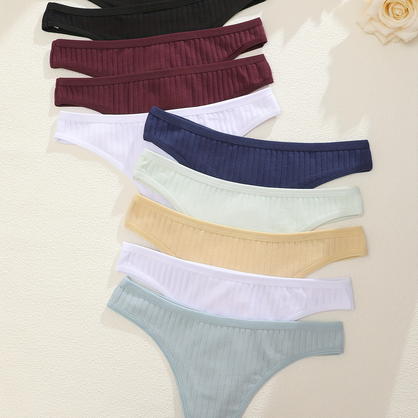 Skin friendly Ribbed Thong Panties Comfy Breathable Low - Temu Canada