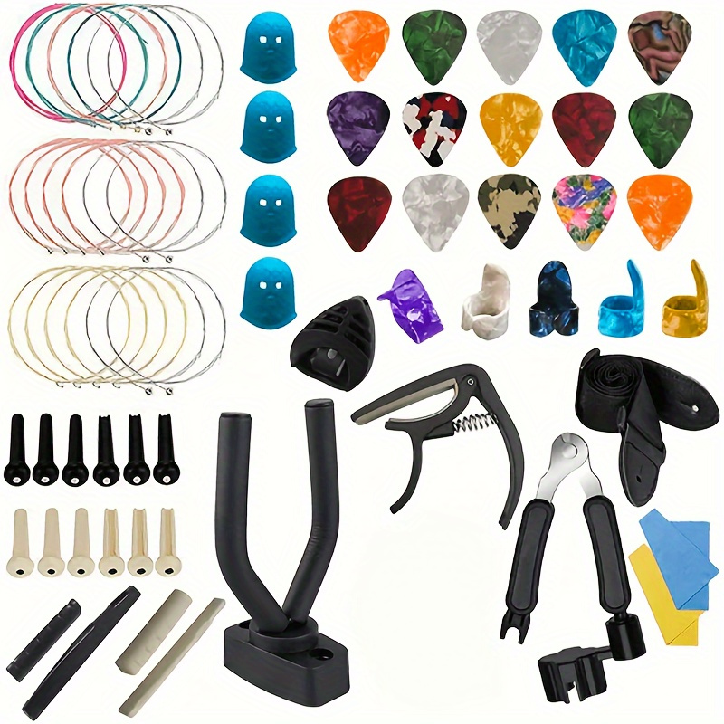 

Multi-functional 65pcs/1 Set Guitar Set - Sleeve Finger Cases Guitar Plectrums String Peg Pillows 3-in-1 String Changers And More To Improve Your Musical Experience In Every Way!