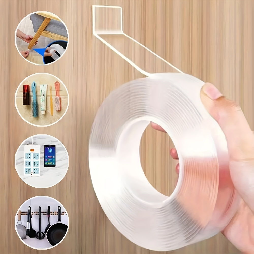 

1/2/3/4/5/6pcs Heavy Duty Double Sided Tapes, Reusable Strong Sticky Wall Tape Strips, Transparent Tapes, Poster Carpet Tapes For Pasting Items