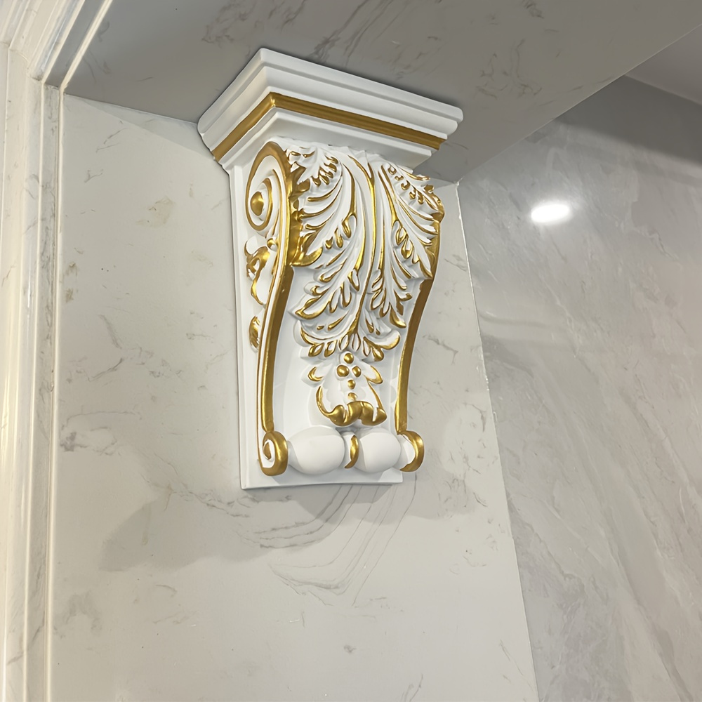 

Ornate White And Golden Column Cap - Pu Material, 21.3cm/8.39in