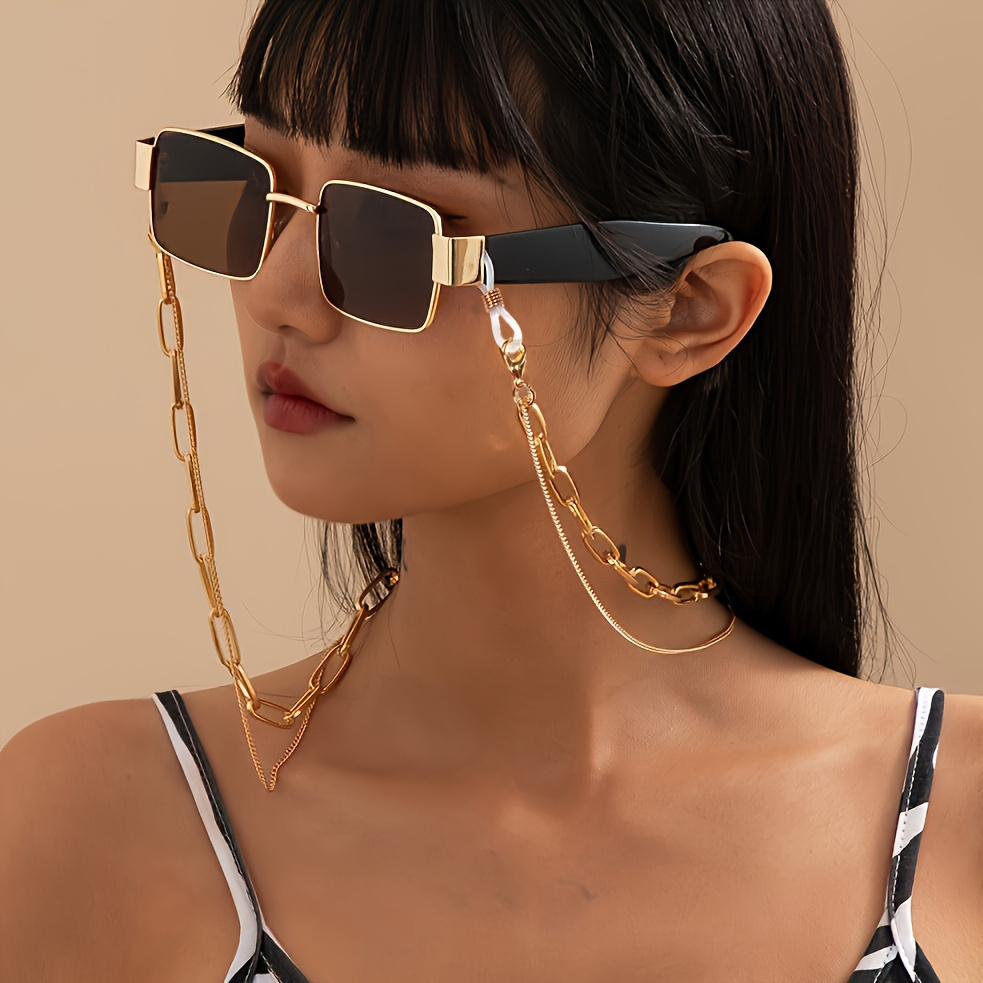 

Vintage Double-layer Glasses Chain Anti Slip Sunglasses Lanyard Strap Hiphop Face Covering Eyewear Retainer