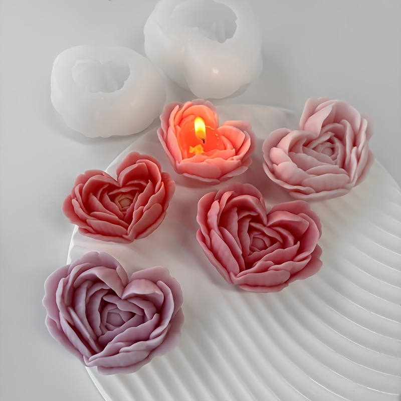 

versatile Crafting" Diy Heart-shaped Rose Silicone Mold For Aromatherapy, Hand Soap, And Candle Making - Craft Supplies