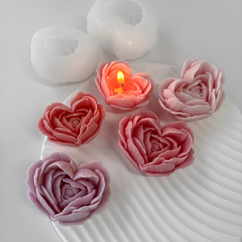 

Diy Heart-shaped Rose Silicone Mold For Aromatherapy, Hand Soap, And Candle Making - Craft Supplies