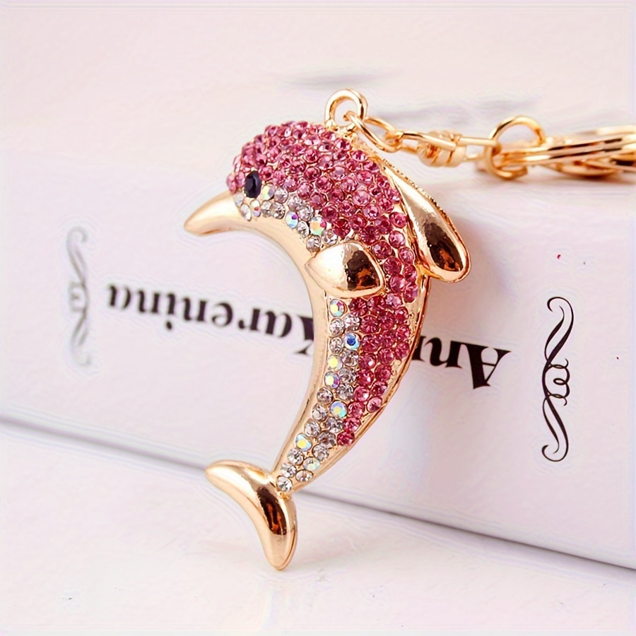 

Rhinestone Dolphin Keychain, Exquisite Shiny Pendant Alloy Keyring, Bag Backpack Charm Car Hanging Pendant Earbud Case Cover Accessories Women Daily Uses Gift