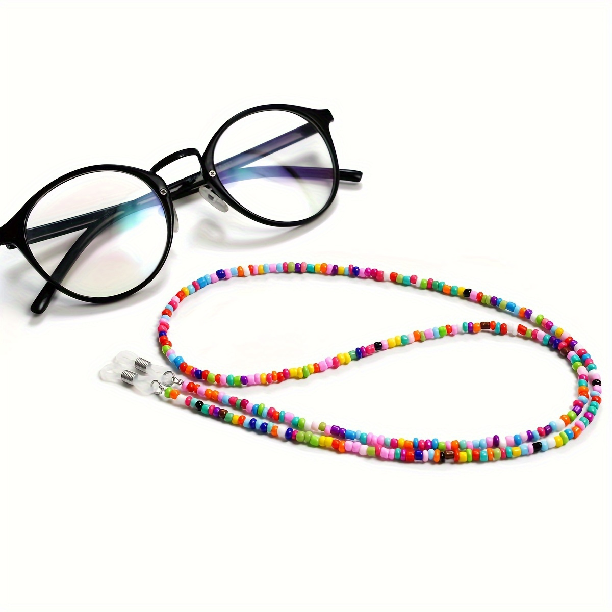 

Boho Rainbow Color Beaded Glasses Chain Anti Slip Sunglasses Reading Glasses Lanyard Strap Stylish Mask Face Covering Eyewear Retainer